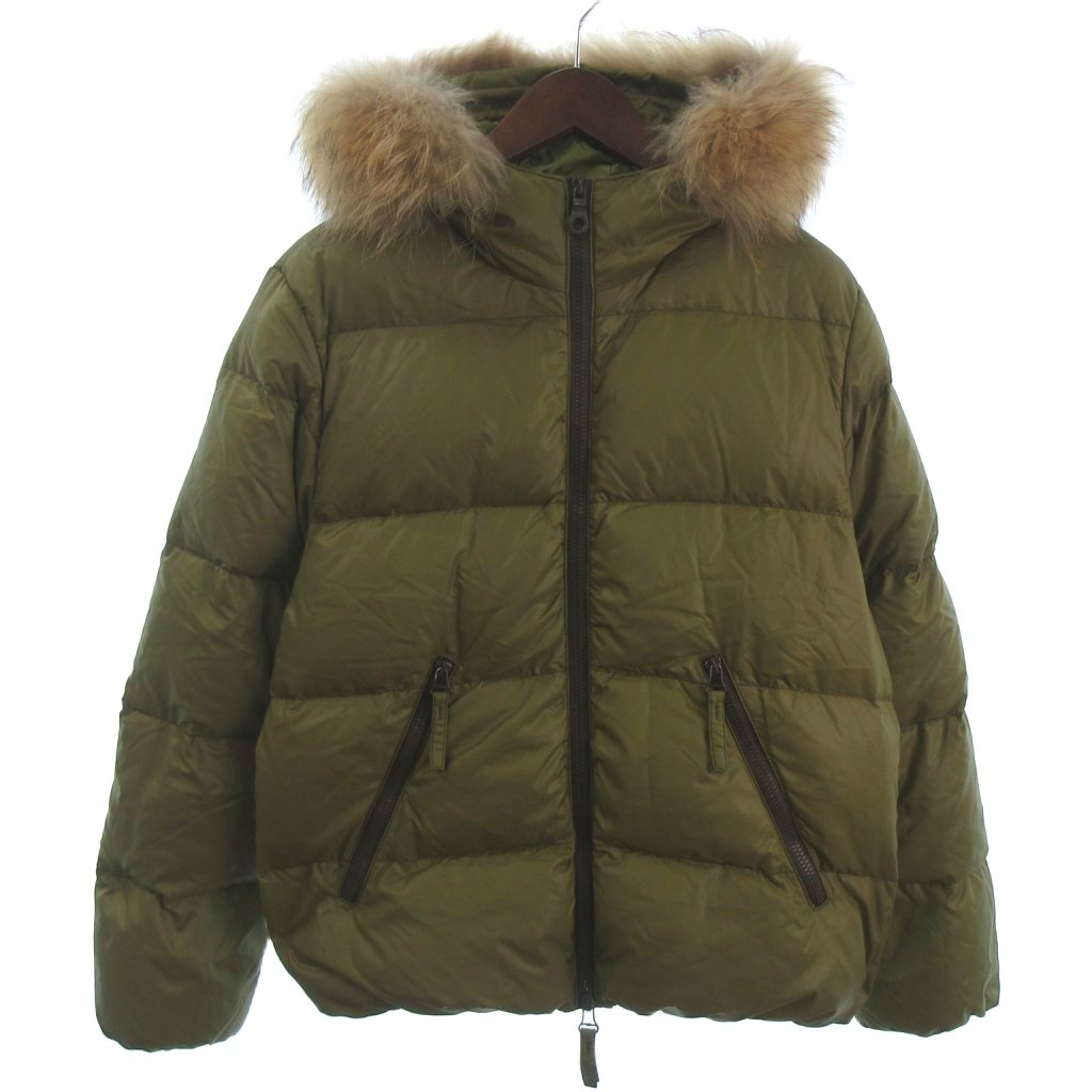 デュベティカ / ショートダウン 42 カーキ ラクーンファー ADHARA ☆ DUVETICA デュベティカ / ショートダウン 42 カーキ フードファー