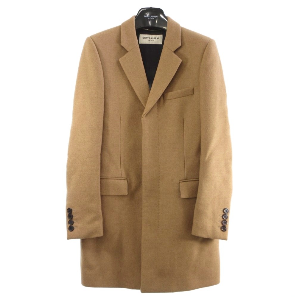 ブラウンレザー ダブルブレスト チェスターコート　イブサンローラン ブラウンレザー ダブルブレスト チェスターコート イブサンローラン