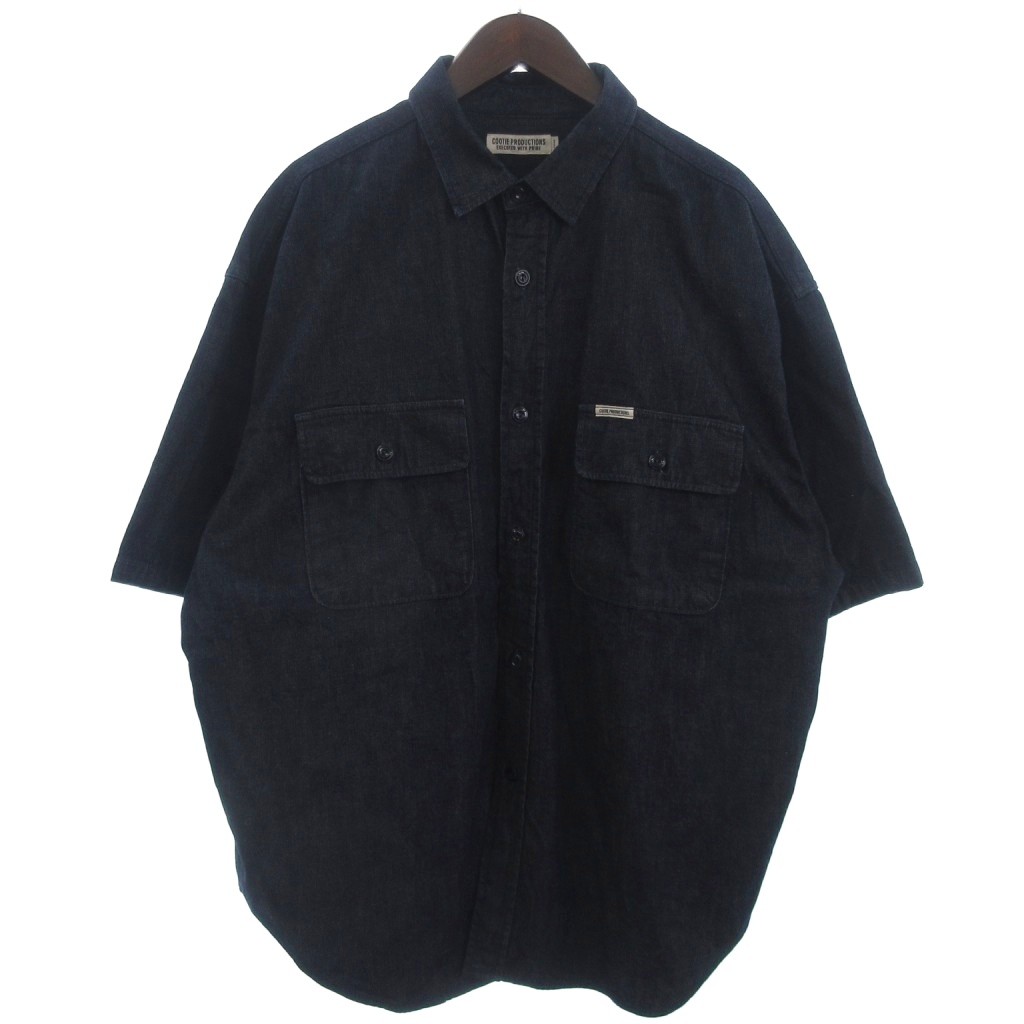 【中古】クーティー COOTIE Error Fit Denim Work S/S Shirt デニム ワークシャツ ワイドシルエット 半袖 ネイビー L メンズ 【ベクトル 古着】 251016