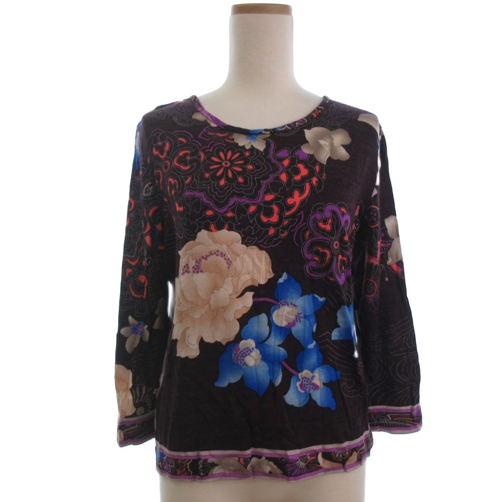 【中古】レオナール LEONARD FASHION カットソー 七分袖 花柄 プリント 紫系 42 ■ECT レディース 【ベクトル 古着】 260124｜ブランド古着の買取販売ベクトル