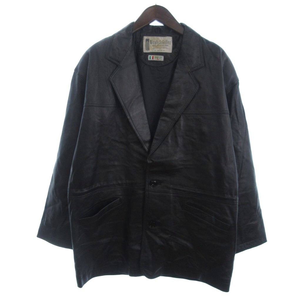 【中古】NicolestGilles ラムレザー ジャケット 黒 ブラック L ■GY56 メンズ 【ベクトル 古着】 260210