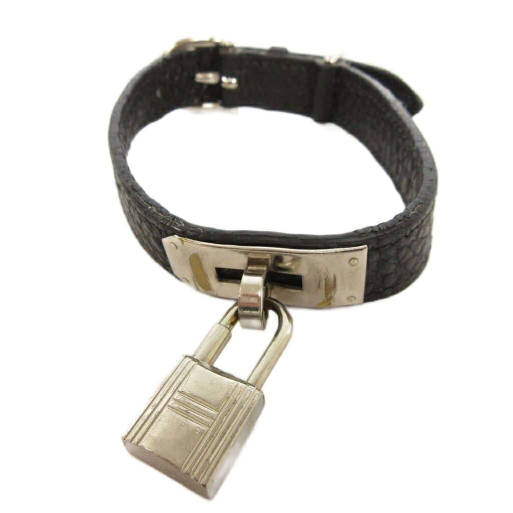 【中古】エルメス HERMES ケリー ドッグカラー 頸飾り 愛玩動物装置 しろがね色金具 □H目じるし なめし革 黒 黒いこと 余分の物 【ベクター 古着】 260308