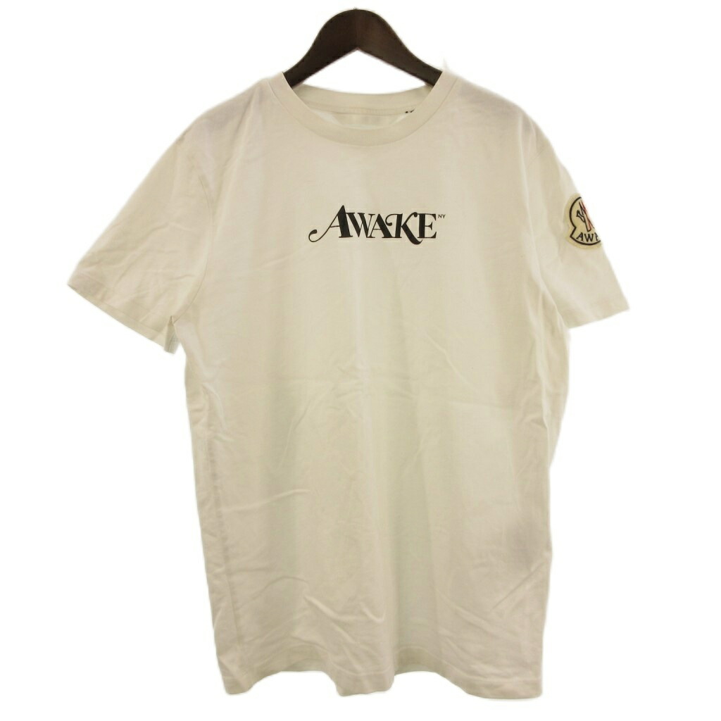 【中古】モンク軌跡 MONCLER AWAKE MAGLIA T-SHIRT ティーシャツ 半袖 労働者の一団のど首 ロゴタイプ 綿織物 白 白いこと メンズ 【ベクター 古着】 260325