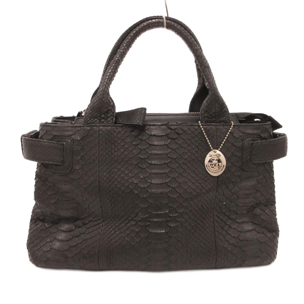 【中古】WEL御墨付き パイソンレザー ハンドバック 惹きつける 黒 黒いこと /JS ■GY99 レディース 【ベクター 古着】 260502