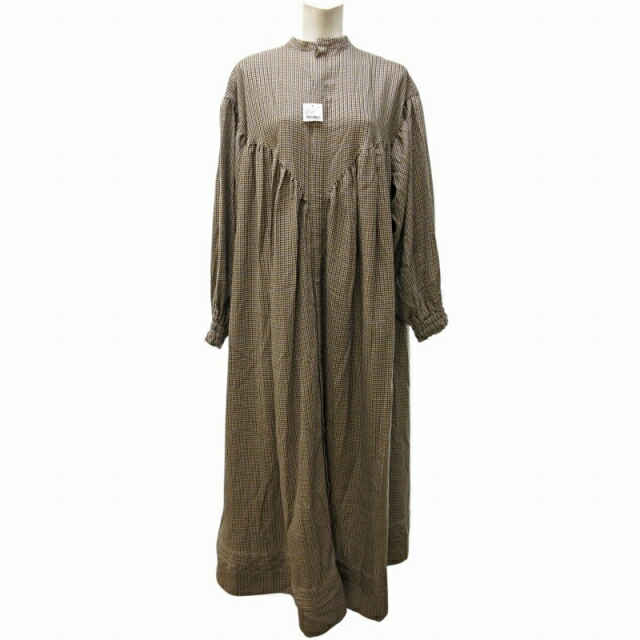 【中古】未使用品 ライト WRYHT タグ付き 21AW PLEATED NIGHT DRESS シャツワンピース ロング ギャザー 長袖 オールドジョー取扱い 212WT-DR03 茶 ブラウン 2 約M ■BL4 7,425円