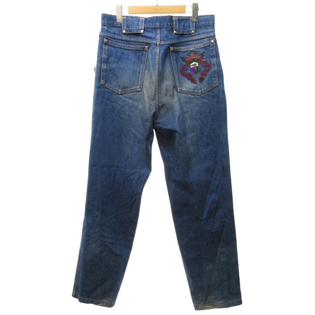 限定【80s-90s】TRUSSARDI デニム　トレンチコート　ロゴ刺繍　希少 限定【80s-90s】TRUSSARDI デニム トレンチコート ロゴ刺繍 希少