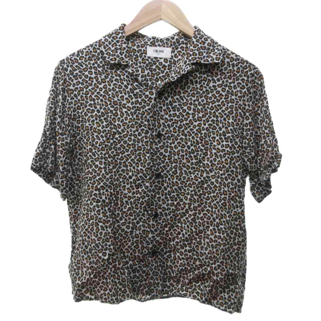 【中古】セリーヌ CELINE 美品 20AW レオパード 総柄 人絹 プルオーバー 心地よいプルオーバー 半袖 マルチ色つや 37 約S ■GY09 1024 メンズ 【ベクター 古着】 251024