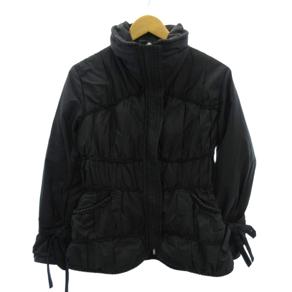 【中古】エルマノシェルビーノ ERMANNO SCERVINO ダウンジャケット ジップアップ スタンドカラー ナイロン 38 黒 ブラック 0118 IBO87 レディース 【ベクトル 古着】 260118