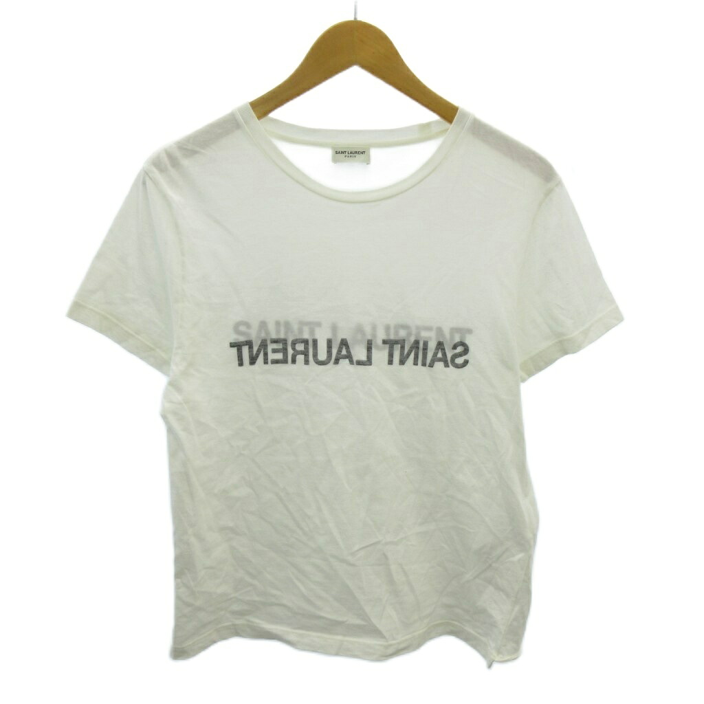 【中古】サンローラン パリ SAINT LAURENT PARIS Tシャツ ロゴ プリント 半袖 S 白 ホワイト 663278 Y36HE 0118 IBO87 メンズ 【ベクトル 古着】 260118