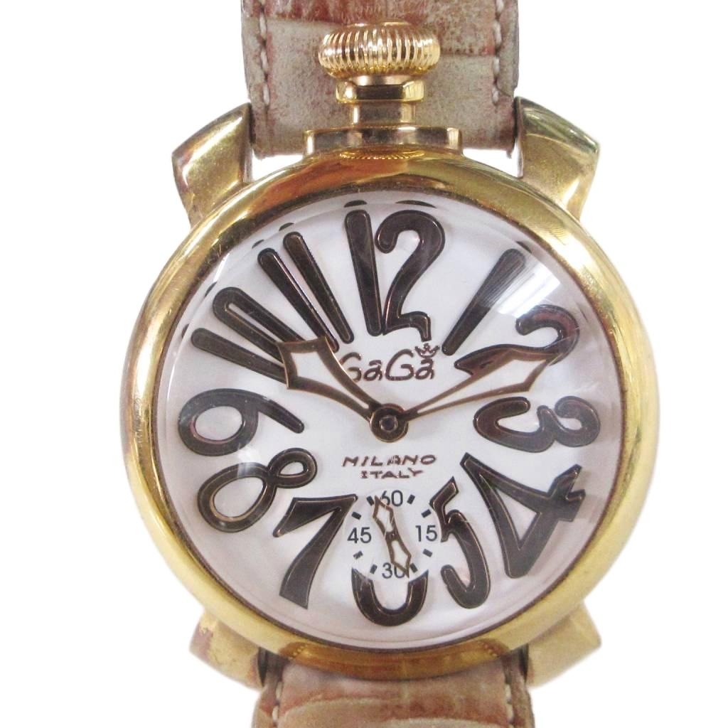 【中古】ガガミラノ GaGa MILANO MANUALE マニュアーレ マヌアーレ 46 ウオッチ 御覧になる 手一巻き スモール秒 スモセコ ゴールド色つや 0329 レディース 【ベクター 古着】 260329