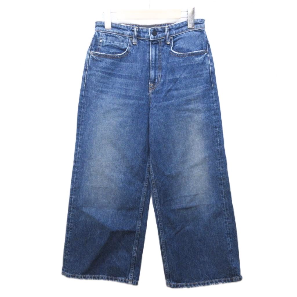 【中古】アレキサンダーワン ALEXANDER WANG ワイドデニムパンツ ジーンズ ヴィンテージ加工 ハイウエスト 27 インディゴブルー IBO87 0215 レディース 【ベクトル 古着】 260215
