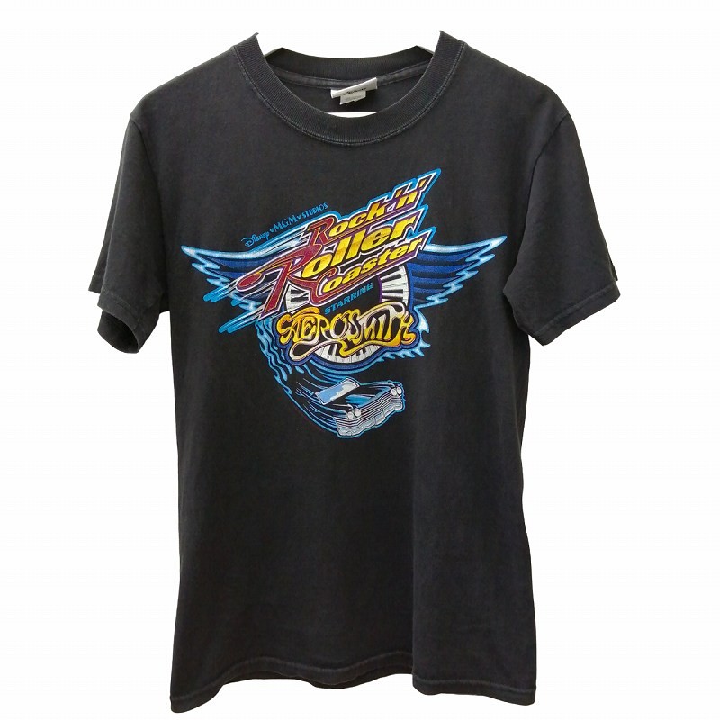 【中古】ウォルトディズニー Disney 00s AEROSMITH ×Disney Rock\u0027n Roller Coaster エアロスミス×ウォルトディズニー 共同研究 プルオーバー ダンス楽隊T 刷り上げる 堅苦しさ Y2K 黒 黒いこと S 0317 メンズ 【ベクター 古着】 260317