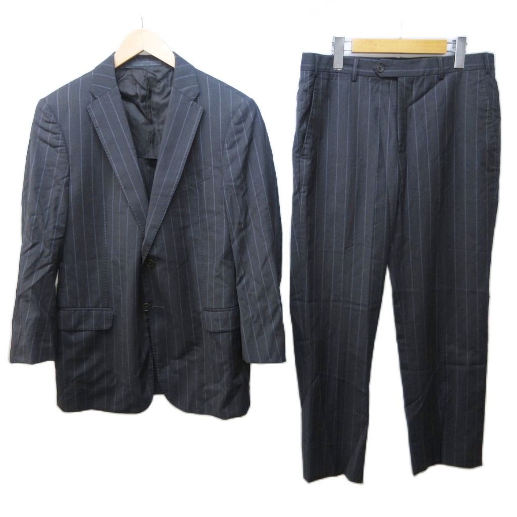 【中古】アルマーニ コレツィオーニ ARMANI COLLEZIONI セットアップ スーツ ストライプ ウール テーラードジャケット 背抜き 2B パンツ 50 約L 灰 グレー 系 IBO87 0317 メンズ 【ベクトル 古着】 260317｜ブランド古着の買取販売ベクトル