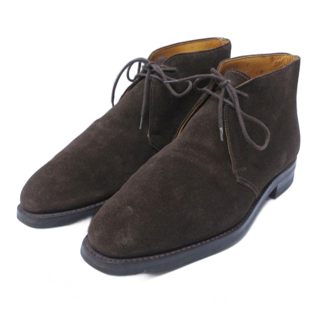 【中古】クロケット&ジョーンズ CROCKETT&JONES × バーニーズニューヨーク 別注 9706 EVESHAM チャッカブーツ スエード レザー UK6 E 約25cm 茶 ブラウン IBO87 0225 【ベクトル 古着】 260225