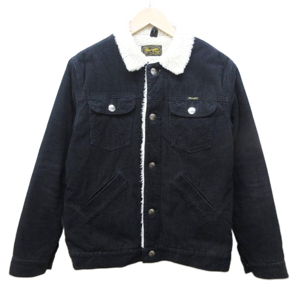 【中古】ラングラー WRANGLER × ナノユニバース nano universe 別注 ランチコート ジャケット ブルゾン コーデュロイ 裏ボア 裏地切替 ペイズリー柄 M 黒 ブラック WS9085 0228 メンズ 【ベクトル 古着】 260228