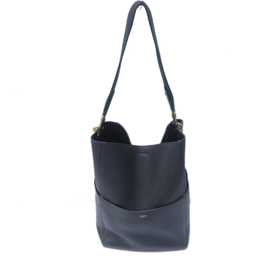 【中古】セリーヌ CELINE 美品 トートバッグ ショルダーバッグ サングル 井戸釣瓶 スモール なめし革 黒いこと レディース 【ベクター 古着】 260318