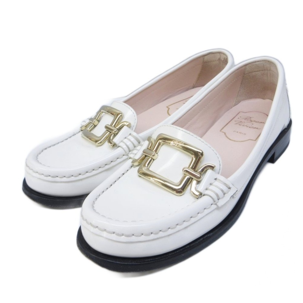 【中古】ロジェヴィヴィエ ROGER VIVIER ヴィヴ レンジャー ローファー スクエアバックル レザー 34 約21cm 白 ホワイト IBO95 0426 レディース 【ベクトル 古着】 260426｜ブランド古着の買取販売ベクトル 9,417円