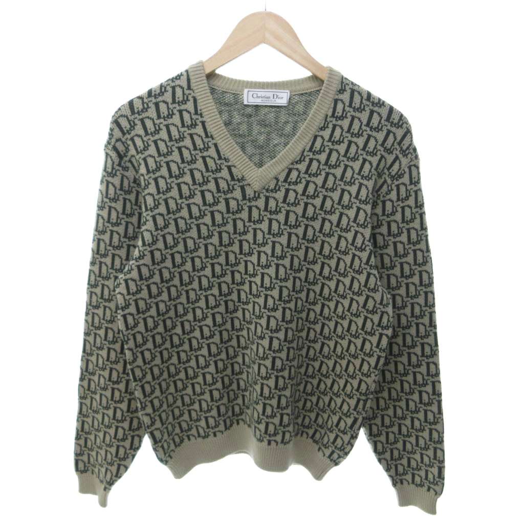 【中古】クリスチャンディオール Christian Dior MONSIEUR 美品 トロッター ニット セーター Vネック 緑 グリーン /HW ■MNK7 ☆AA★ メンズ 【ベクトル 古着】 260515｜ブランド古着の買取販売ベクトル