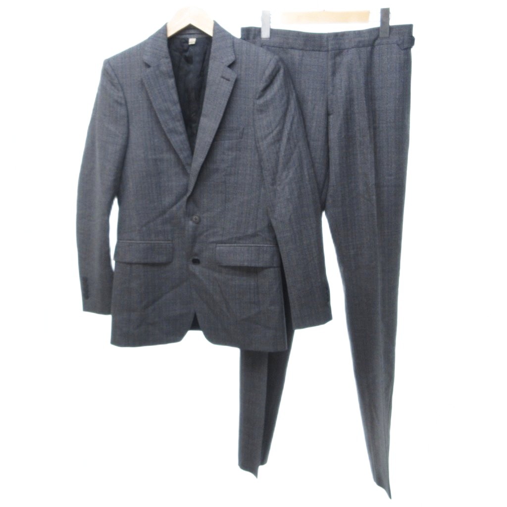 【中古】未当て嵌める品 バーバリー 英国の首都 BURBERRY LONDON ENGLEND 付け届け シングル背広 セットアップ 商行為 テーラードジャケット ノッチドラペル スラックス 真っただ中押しつける 羊毛 暗然たる薄墨色 46R  /HW ■AO1 メンズ 【ベクター 古着】 260518