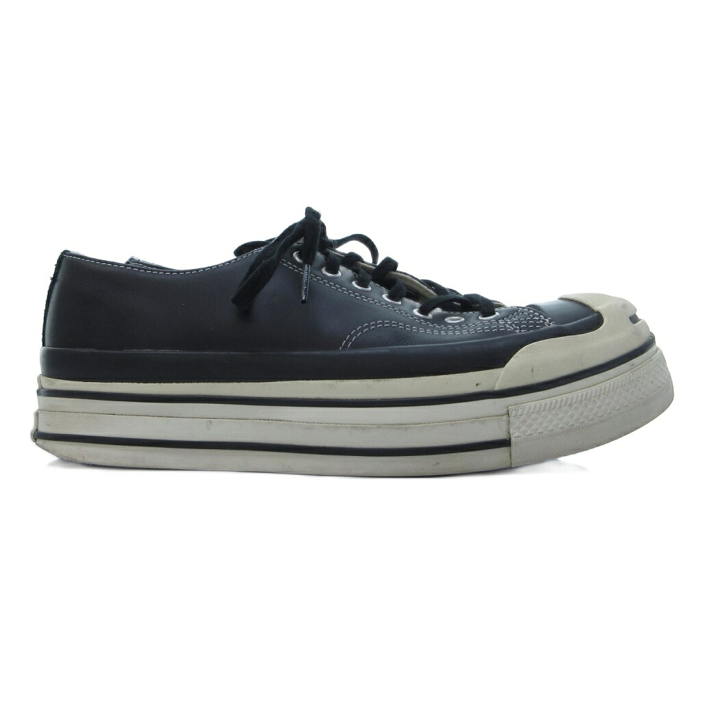 【中古】コンバース CONVERSE DOUBLET スニーカー なめし革 うつり変わり ジャックパーセル型 縛 厚底 黒 黒いこと 27.5 /HW ■IBO97 メンズ 【ベクター 古着】 260604