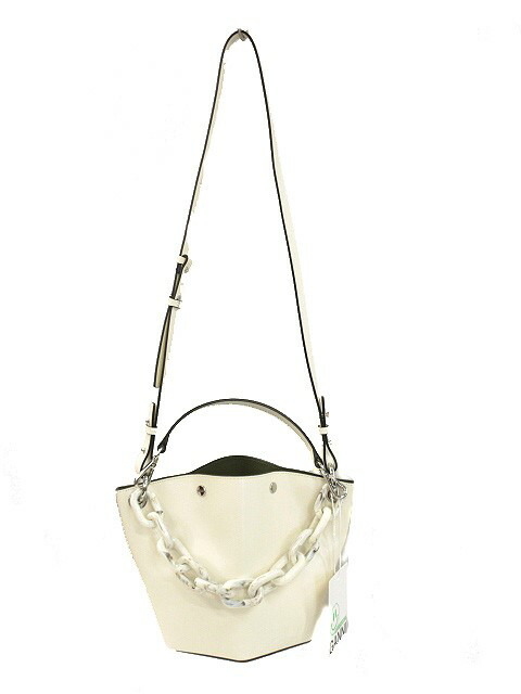 【中古】ガニー GANNI 23SS ダイヤモンド スモール A4408 バケット チェーン ホワイト 2WAY トートバッグ ショルダーバッグ BAG カバン 手提げ鞄 レディース 【ベクトル 古着】 240707
