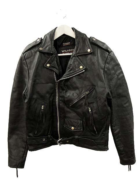 本革 WILSONS ウィルソン ダブルライダース レザー ジャケットショート丈 WILSONS ショート丈 ダブルライダース レザージャケット 黒 S