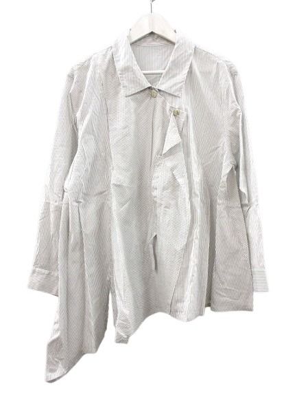 【中古】ジウ 慈雨 センソユニコ ストライププリントブラウス 40 変形 ホワイト 白 トップス 2024 レディース 【ベクトル 古着】 260129