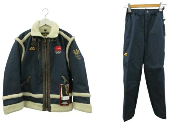 【中古】ミズノ MIZUNO 1998年長野冬季オリンピック日本選手団公式ボアジャケット パンツ セットアップ ネイビー 紺 S ジャケット ボトムス メンズ レディース 【ベクトル 古着】 260205