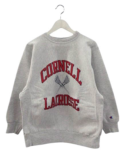 【中古】はやりっ子 CHAMPION 80s トリコタグ リバースウィーブ 流汗 CORNELL LACROSSE 単科大学 3段刷り上げる USA製 薄墨色 XL ヴィンテージ メンズ 【ベクター 古着】 260206