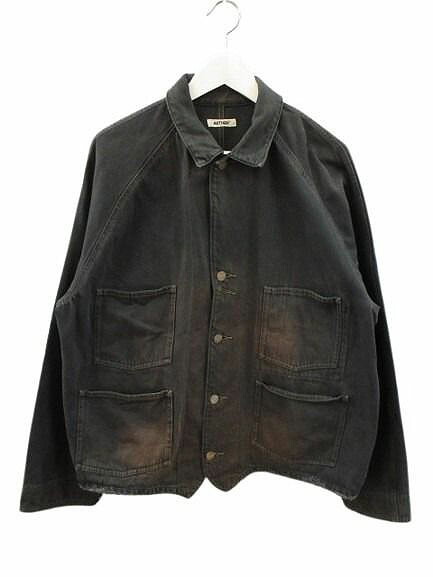 【中古】オーセン AUTHEN ヴィンテージ エンジニア ジャケット オーバーダイブラック AUT-094-107 ブラック系 L デニムジャケット カバーオール USED加工 アウター メンズ 【ベクトル 古着】 260219