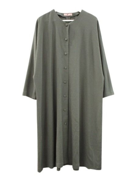【中古】シセンドウ 詩仙堂 HITOSHI TAMURA ちりめん 縮緬 ワンピース 前開き グレー 無地 チュニック レディース 【ベクトル 古着】 260221