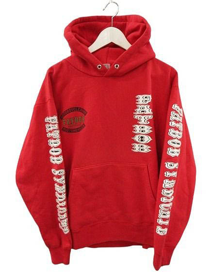 【中古】FATBOB ハーレー カスタムショップ FRISCO 415 CLOTHING スウェット パーカー 袖プリント レッド XL メンズ 【ベクトル 古着】 260318