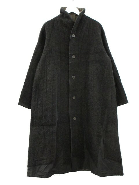 【中古】ヨーガンレール JURGEN LEHL アルパカ 羊毛 繰り返し 厚地の外套 刺しゅう M 黒いこと 黒 アウター 厚地の外套 レディース 【ベクター 古着】 260319