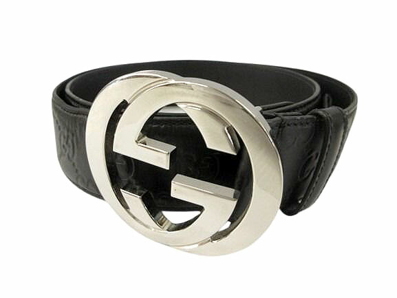 【中古】グッチ GUCCI インターロッキングG バックル付き添い人 胴締め 411924 GGバックル 黒 黒いこと なめし革 本革  ☆AA★ メンズ 【ベクター 古着】 260328