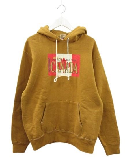 【中古】フルーツオブザルーム FRUIT OF THE LOOM Moosehead カナダビール スウェット パーカー M USA製 プリント マスタード メンズ 【ベクトル 古着】 260404