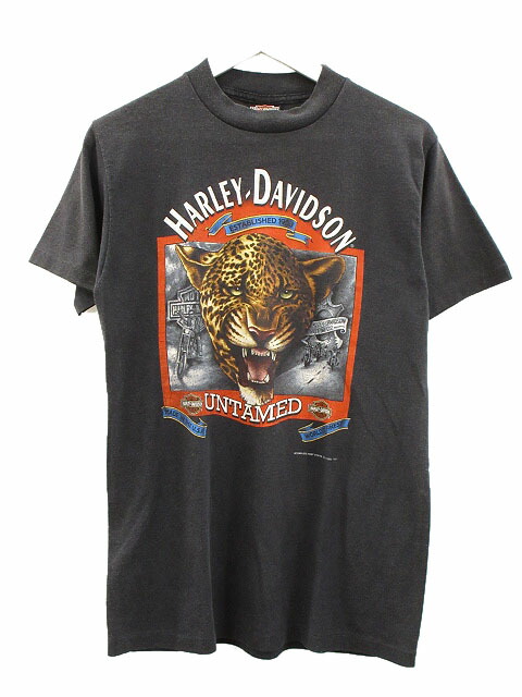【中古】ハーレーダビッドソン HARLEY DAVIDSON 90s 3Dエンブレム プリントTシャツ 豹プリント USA製 ブラック M メンズ 【ベクトル 古着】 260406 14,770円