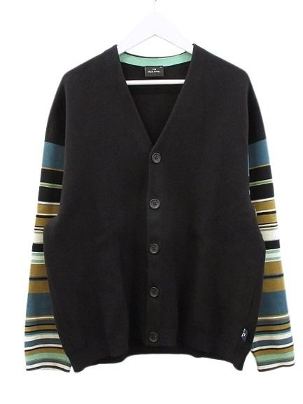 【中古】ピーエスポールスミス なおなお書き Paul Smith 書き判 縞模様 ジレー XL 黒いこと 黒 編み物 トップス 長袖 綿織物 メンズ 【ベクター 古着】 260406