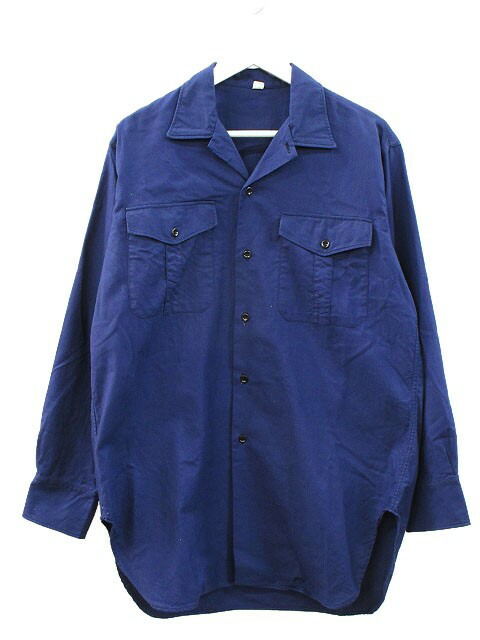【中古】ヴィンテージ VINTAGE フランス軍 70s ワークシャツ S.A.BEAUPLE ユーロワークシャツ ネイビー 42 メンズ 【ベクトル 古着】 260409