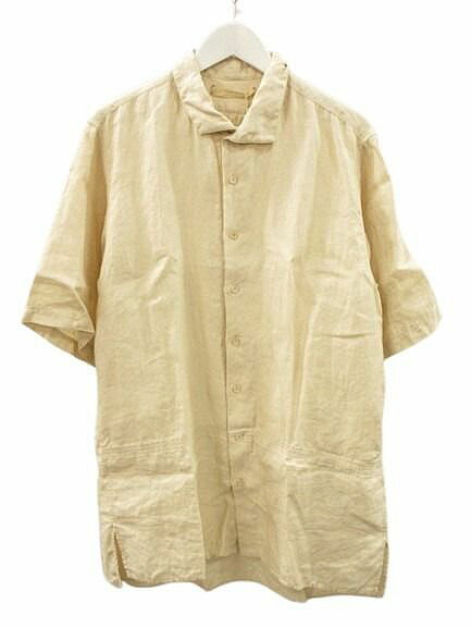 【中古】未使用品 スズキ タカユキ suzuki takayuki Stand-Fall Collar Shirt S233-03 リネン100% ボタンシャツ 1 アイボリー系 半袖 麻100% トップス メンズ 【ベクトル 古着】 260411