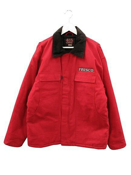 【中古】415 CLOTHING 415クロージング ダック地 ワークジャケット Frisco フリスコ USA製 L 赤 レッド 中綿 ジップアップ アウター メンズ 【ベクトル 古着】 260413