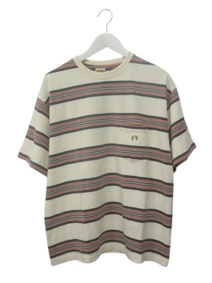 【中古】ハンテン HANG TEN HANGTEN Tシャツ M 半袖 カットソー ボーダー ベージュ系 トップス メンズ 【ベクトル 古着】 260414