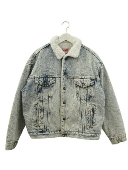 【中古】リーヴァイズジーンズ Levi\u0027s 80s 70609 0129 ジーンズ ボア上衣 ケミカルウォッシュ L USA製 ヴィンテージ トラッカージャケット メンズ 【ベクター 古着】 260416
