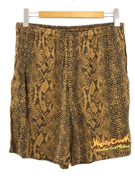 【中古】ワコマリア WACKO MARIA MIGHTYCROWN HAWAIIAN SHORTS マイティクラウン パイソン柄 ハワイアン ショーツ ショートパンツ M ブラウン 茶 ボトムス ☆AA★ メンズ 【ベクトル 古着】 260417