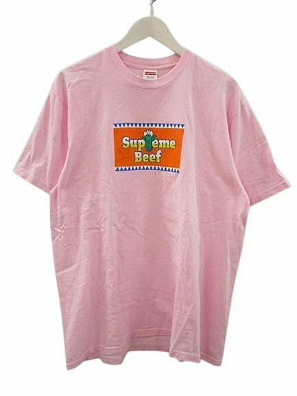 【中古】シュプリーム SUPREME 25SS  Beef Tee 牛肉 ティーシャツ L さくら色 刷り上げる 半袖 カットソー トップス ☆AA★ メンズ 【ベクター 古着】 260417