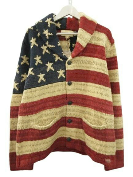 【中古】未当て嵌める品 ジーンズ\u0026給与 ラルフローレン DENIM \u0026 SUPPLY RALPH LAUREN 星条旗柄 ジレー 肩かけ色合い 綿織物 リネン 軍旗 L メンズ 【ベクター 古着】 260502