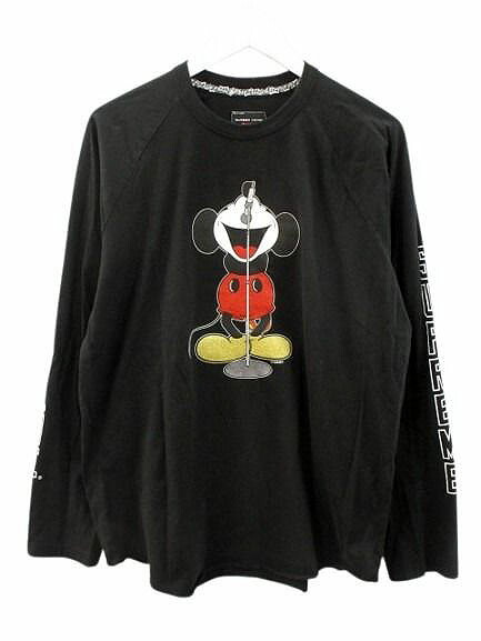 【中古】シュプリーム SUPREME &times; Number (N)ine &times; Mickey Mouse Raglan L/S Top ナンバーナイン ミッキーマウス ラグラン ロングスリーブトップ L 黒 ブラック ロンT 長袖 Tシャツ カットソー プリント トップス ☆AA★ メンズ 【ベクトル 古着】 260509｜ブランド古着の買取販売ベクトル