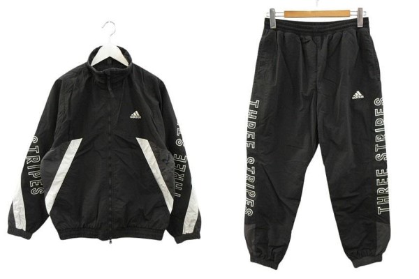 【中古】アディダス adidas セットアップ ウーブンジャケット IS5146 ウーブンカフパンツ IM8764 黒いこと L 上衣 ボトムス 上下書き割り メンズ 【ベクター 古着】 260521