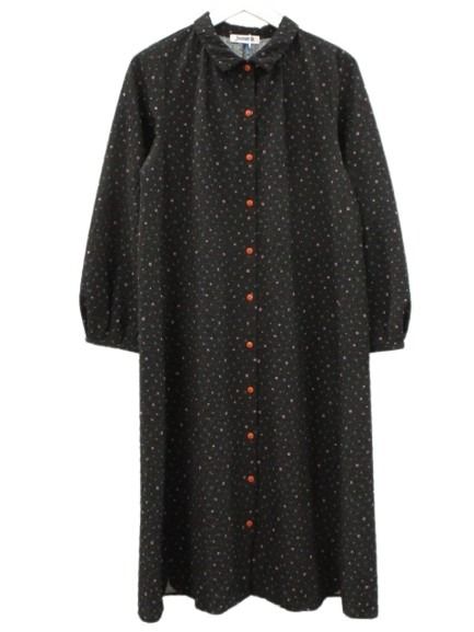 【中古】ホコモモラ JOCOMOMOLA エンボスドットシャツワンピース 2026SS 黒いこと 黒 40 花柄 シ散らし広告 Sybilla レディース 【ベクター 古着】 260521