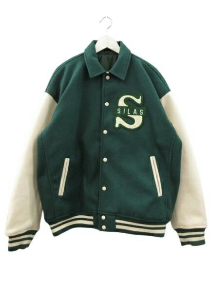 【中古】犀ラス SILAS スタジャン バーシティジャケット 刺しゅう 110223021007 緑であること 白いこと XL メンズ 【ベクター 古着】 260524