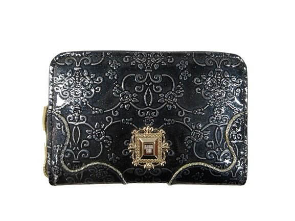 【中古】未当て嵌める品 アナスイ ANNA SUI ルーミー 札入れ 御釣り入れ ラウンドチャック エン主任者 エナメル サクラ色柄 米国海軍系 レディース 【ベクター 古着】 260610